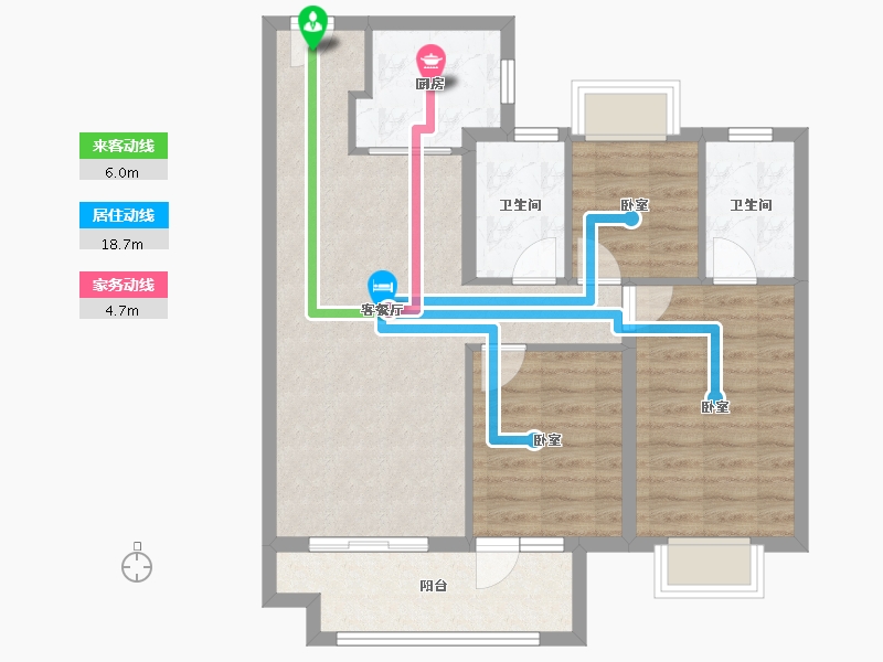 湖北省-武汉市-北辰金地漾时代-79.60-户型库-动静线