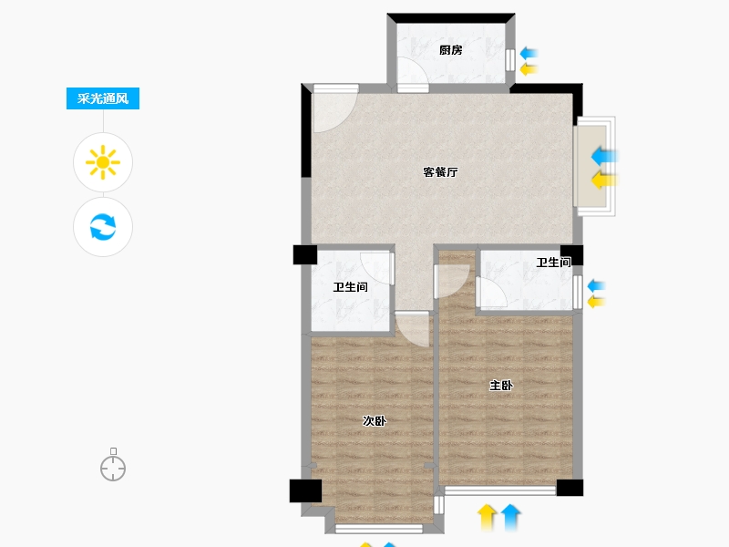 福建省-厦门市-华荣壹号院-73.60-户型库-采光通风