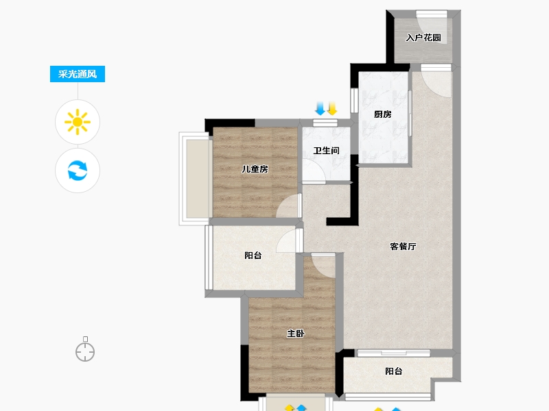 广东省-佛山市-正荣新希望金洲府-66.40-户型库-采光通风