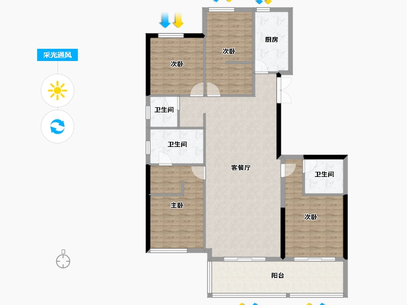 湖南省-长沙市-高峰·璟麟府-133.89-户型库-采光通风