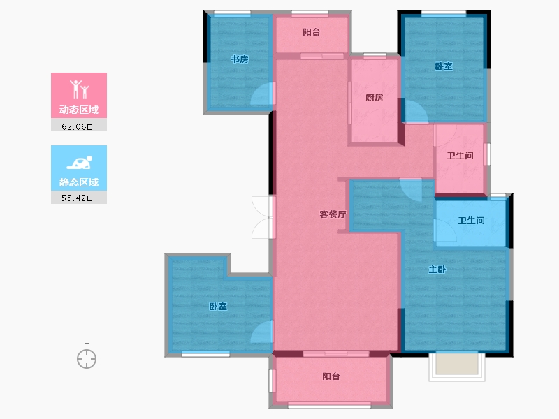 湖南省-长沙市-大唐印象-105.05-户型库-动静分区