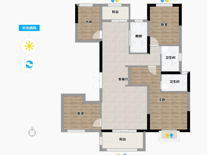 湖南省-长沙市-大唐印象-105.05-户型库-采光通风