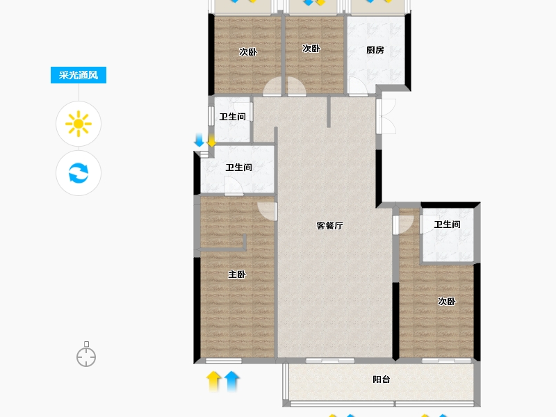 湖南省-长沙市-高峰·璟麟府-138.69-户型库-采光通风