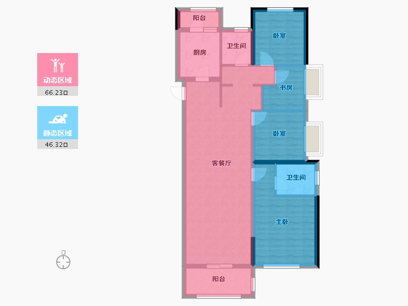 湖南省-长沙市-恒泰芙蓉悦府-100.63-户型库-动静分区