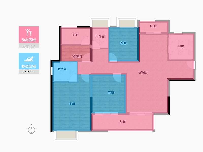 湖南省-长沙市-德奥·悦东方-109.22-户型库-动静分区