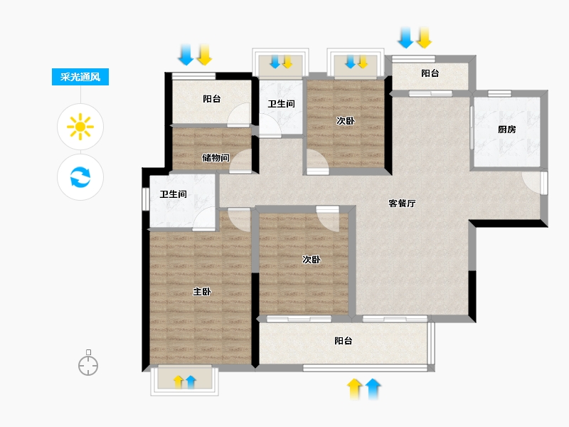 湖南省-长沙市-德奥·悦东方-109.22-户型库-采光通风