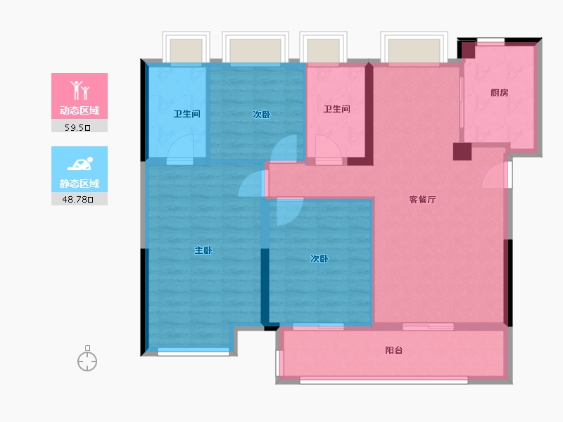 湖北省-武汉市-武汉碧桂园江城纪-97.60-户型库-动静分区