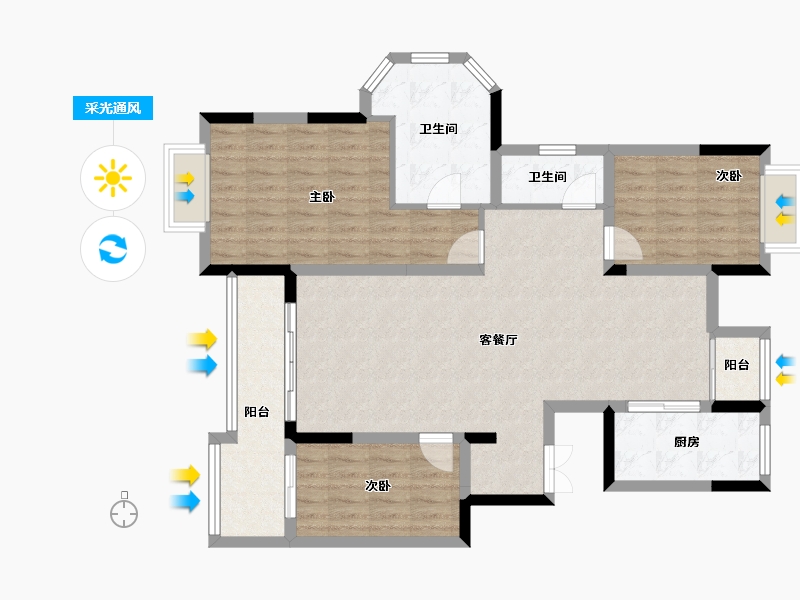 浙江省-温州市-方正珑玺-101.47-户型库-采光通风