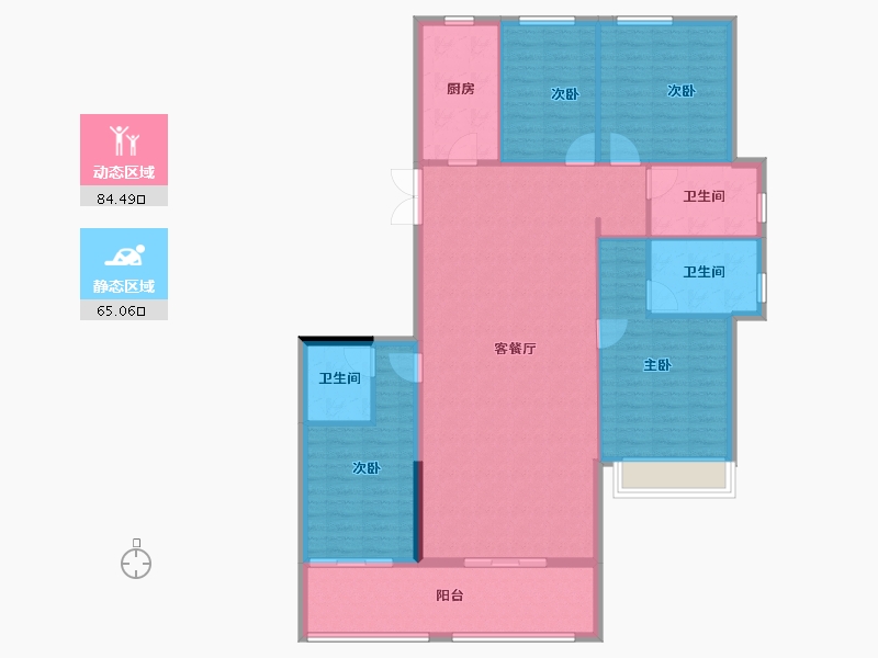 湖南省-长沙市-高峰·璟麟府-137.49-户型库-动静分区