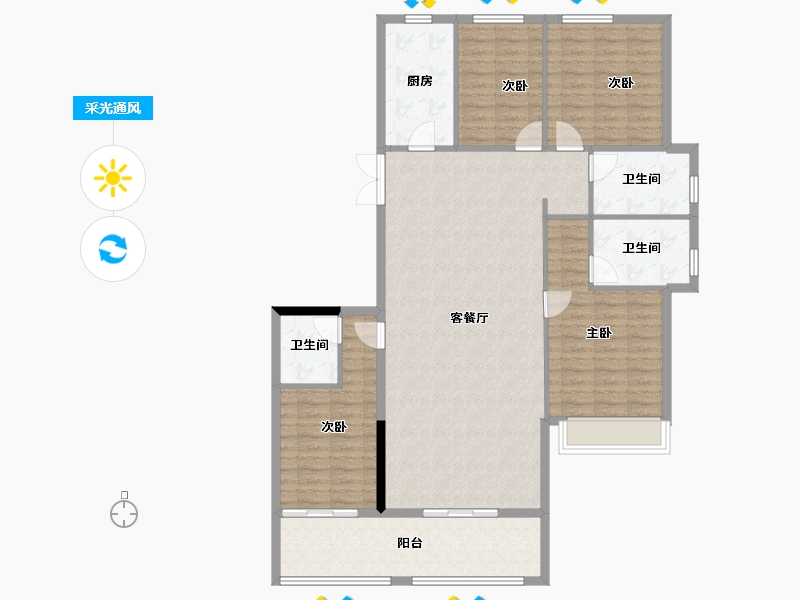 湖南省-长沙市-高峰·璟麟府-137.49-户型库-采光通风