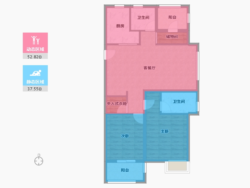 浙江省-宁波市-荣安林语秋月-80.47-户型库-动静分区