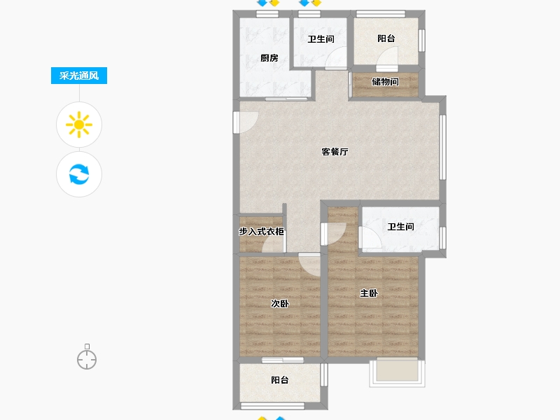 浙江省-宁波市-荣安林语秋月-80.47-户型库-采光通风