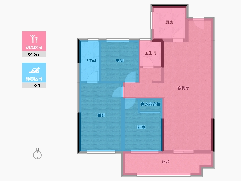 湖南省-长沙市-恒泰芙蓉悦府-89.15-户型库-动静分区