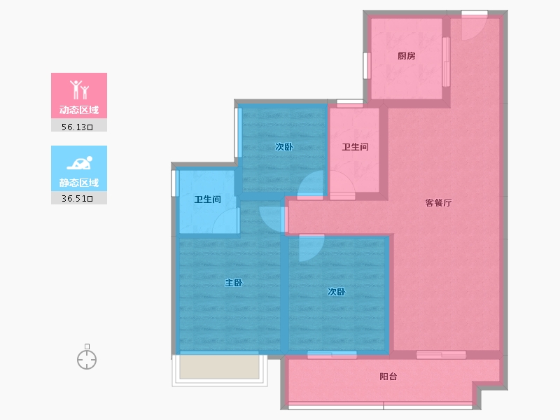 湖南省-长沙市-金科集美天辰-82.00-户型库-动静分区