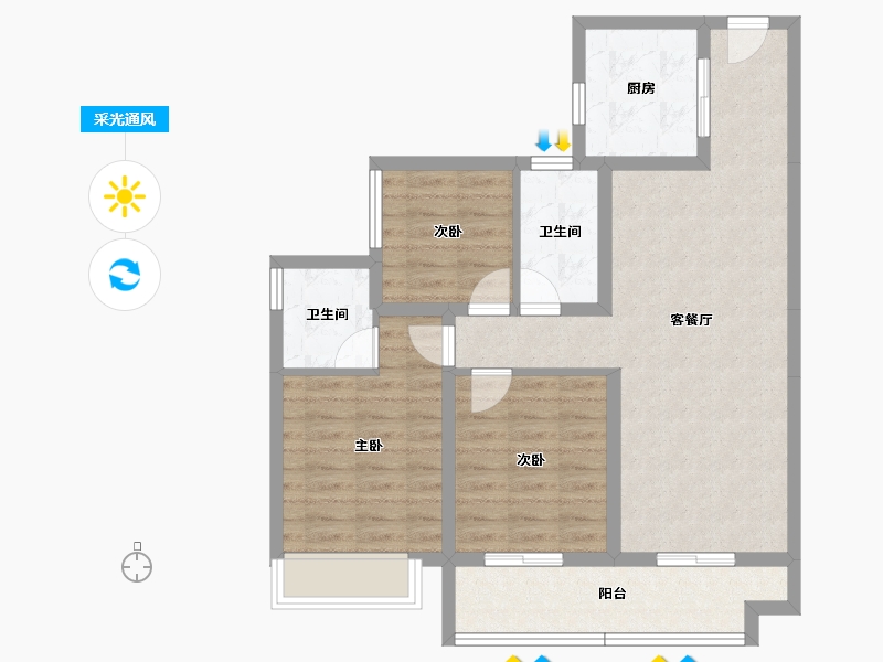 湖南省-长沙市-金科集美天辰-82.00-户型库-采光通风