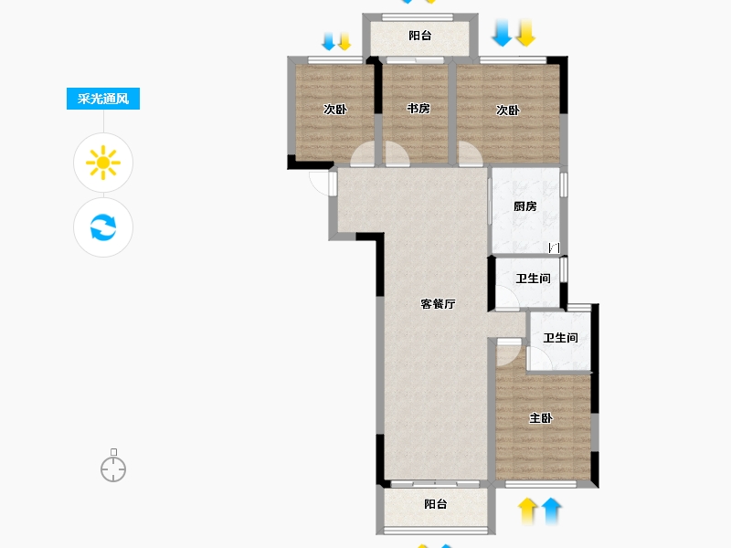 湖北省-武汉市-阳逻金茂悦-98.79-户型库-采光通风