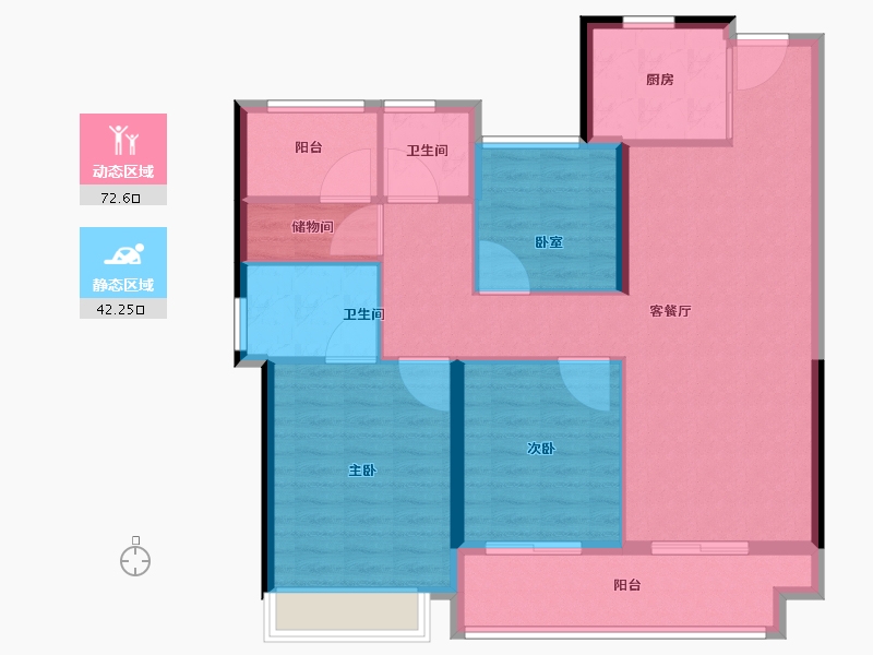 湖南省-长沙市-卓越伊景苑-104.01-户型库-动静分区