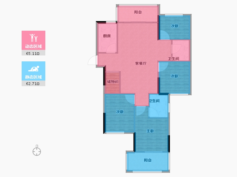 湖南省-长沙市-高峰·璟麟府-116.81-户型库-动静分区