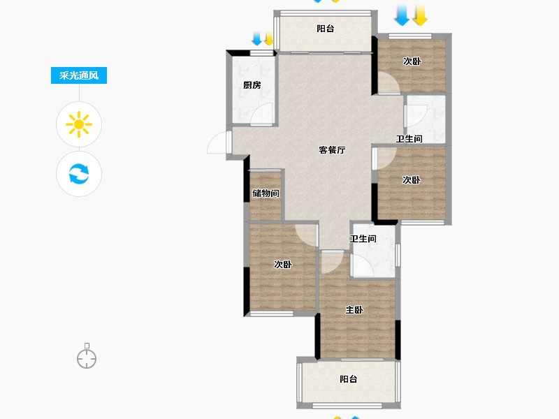 湖南省-长沙市-高峰·璟麟府-116.81-户型库-采光通风