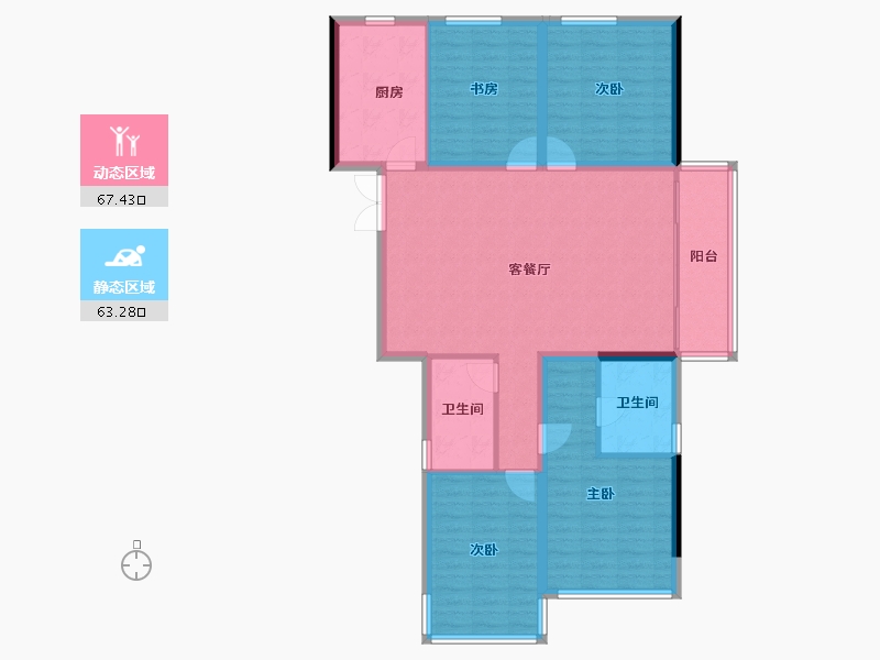 湖南省-长沙市-高峰·璟麟府-118.63-户型库-动静分区