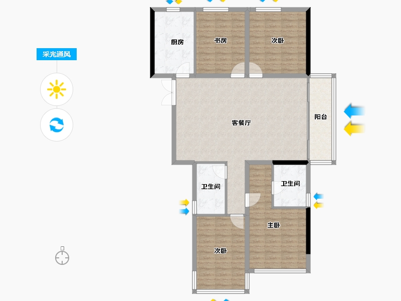 湖南省-长沙市-高峰·璟麟府-118.63-户型库-采光通风