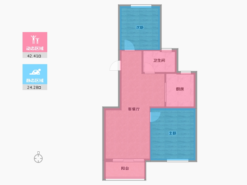 浙江省-宁波市-欢乐滨海-60.09-户型库-动静分区