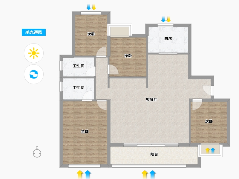 福建省-厦门市-中海国贸上城-116.49-户型库-采光通风