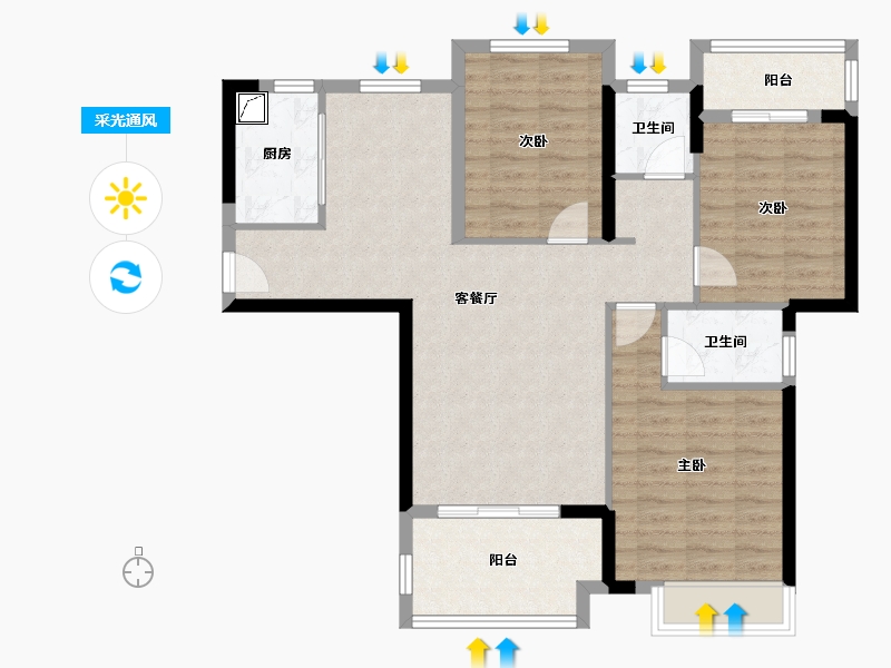 福建省-漳州市-格林兰锦-90.00-户型库-采光通风