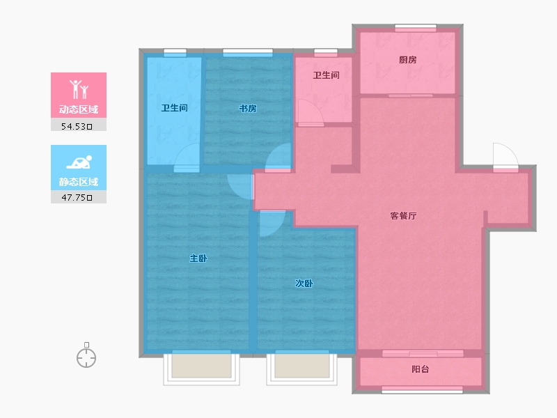 天津-天津市-绿地新里天澜-92.08-户型库-动静分区