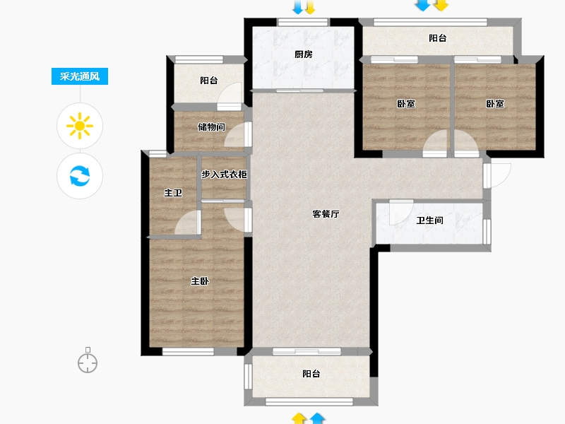 湖南省-长沙市-澳海云天赋-97.17-户型库-采光通风