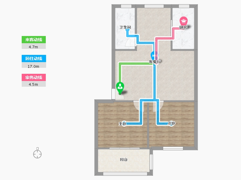 湖南省-长沙市-长沙市开福区机务公寓-75.26-户型库-动静线