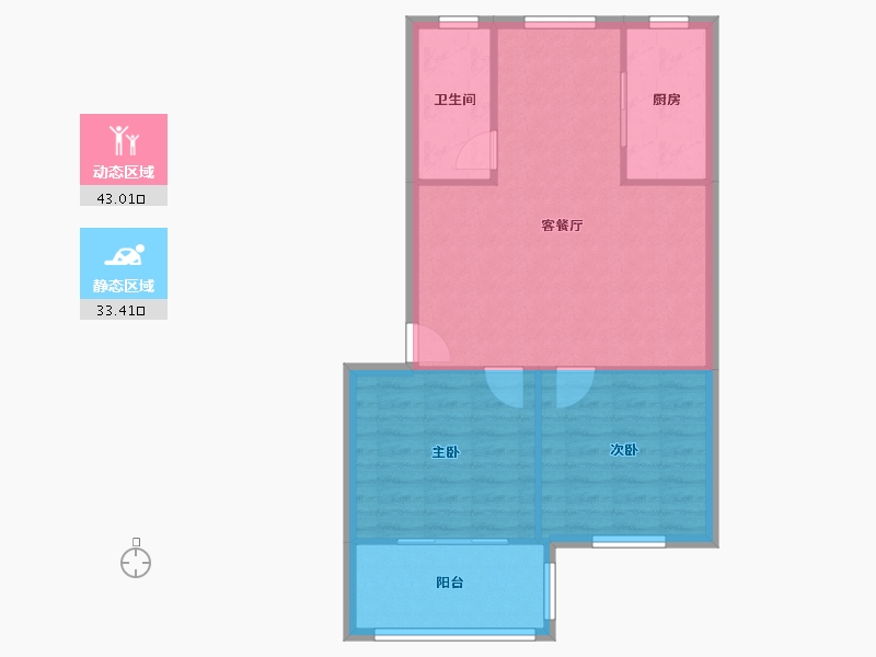 湖南省-长沙市-长沙市开福区机务公寓-75.26-户型库-动静分区