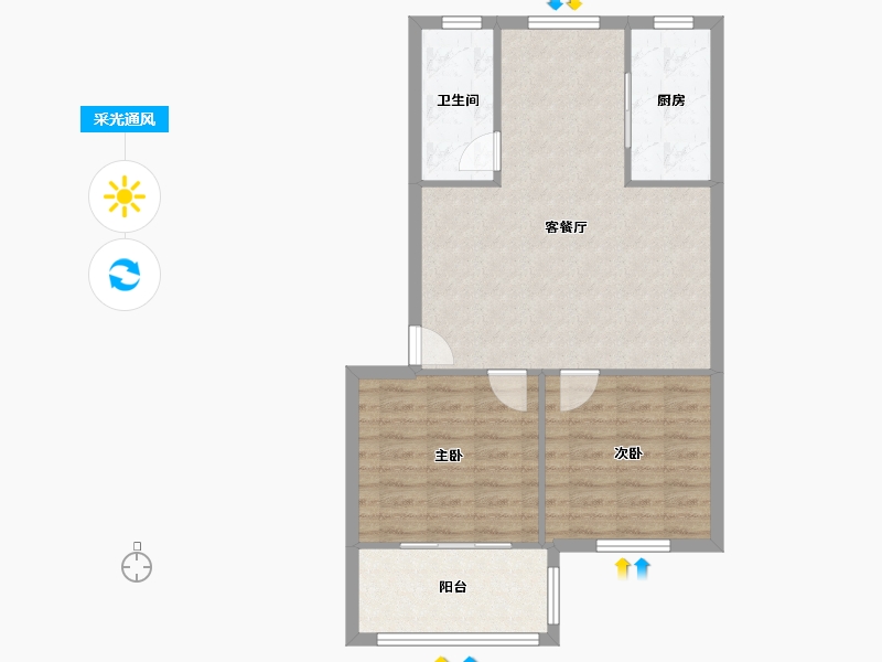 湖南省-长沙市-长沙市开福区机务公寓-75.26-户型库-采光通风