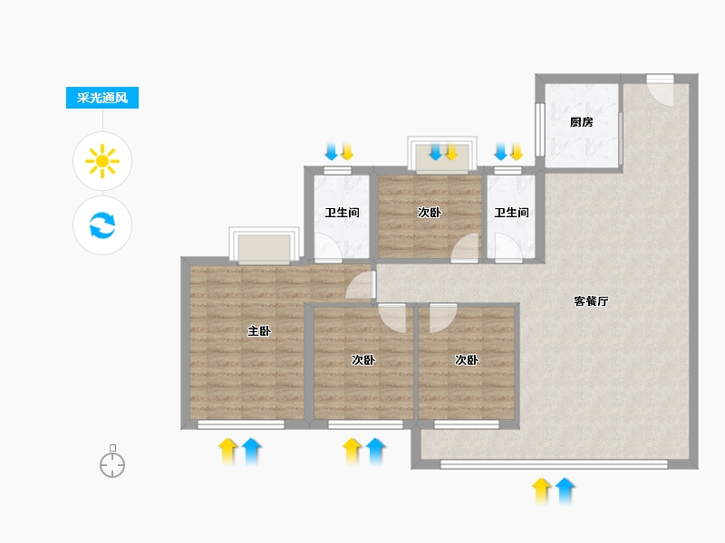 福建省-厦门市-中海国贸上城-104.00-户型库-采光通风