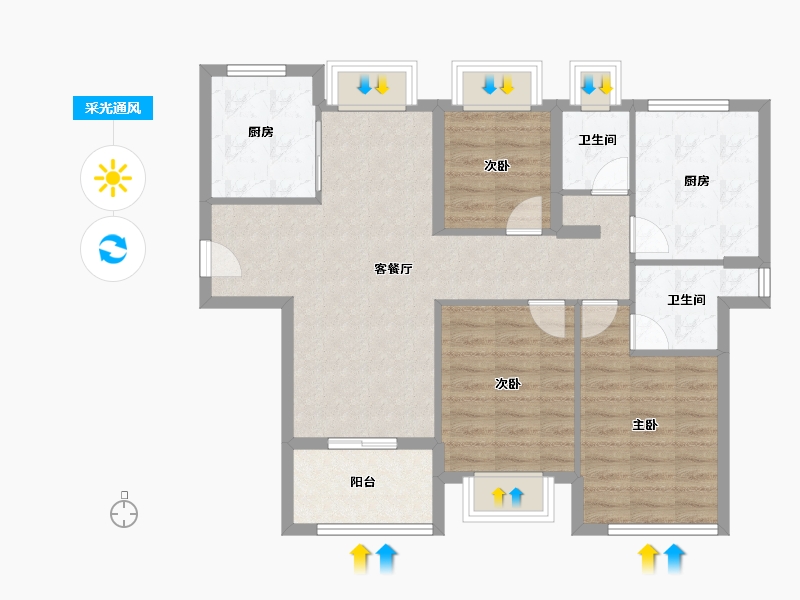 福建省-厦门市-建发缦玥长滩-85.60-户型库-采光通风