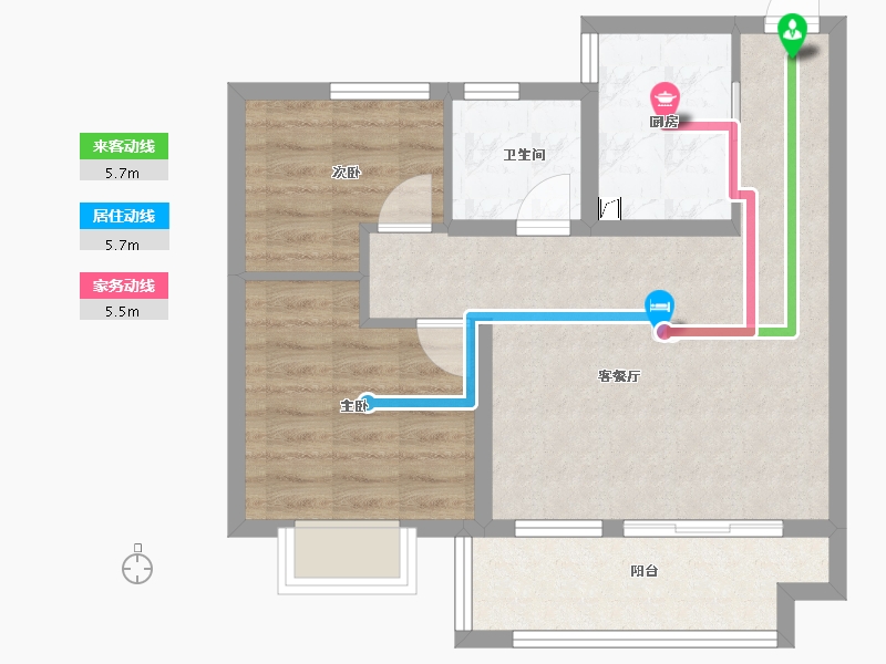 浙江省-宁波市-海湾新城-60.03-户型库-动静线