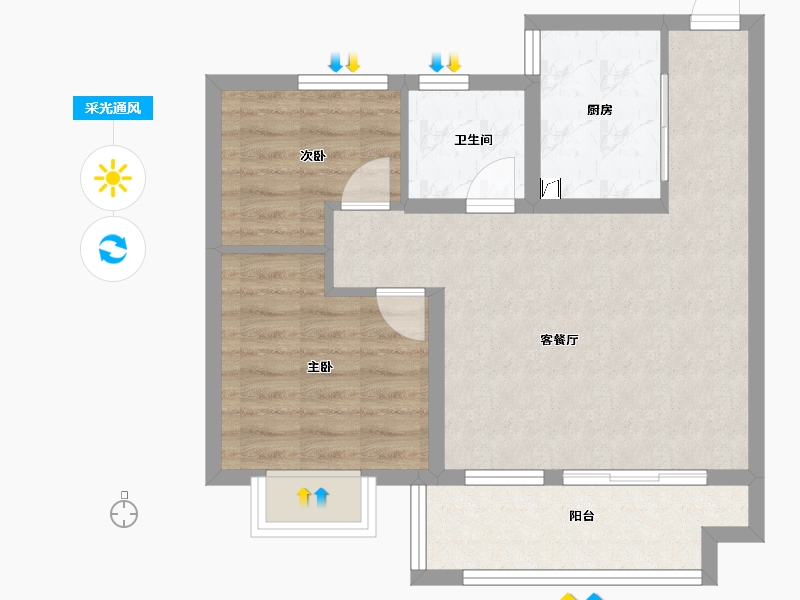 浙江省-宁波市-海湾新城-60.03-户型库-采光通风