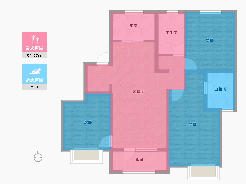 天津-天津市-东昊·骏璟学府-88.30-户型库-动静分区