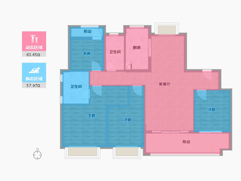 江苏省-南京市-万象天地四季-108.81-户型库-动静分区