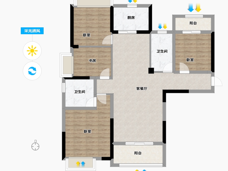 湖北省-武汉市-帝大御璟城-101.60-户型库-采光通风