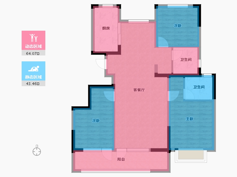 河北省-石家庄市-东原启城-96.00-户型库-动静分区