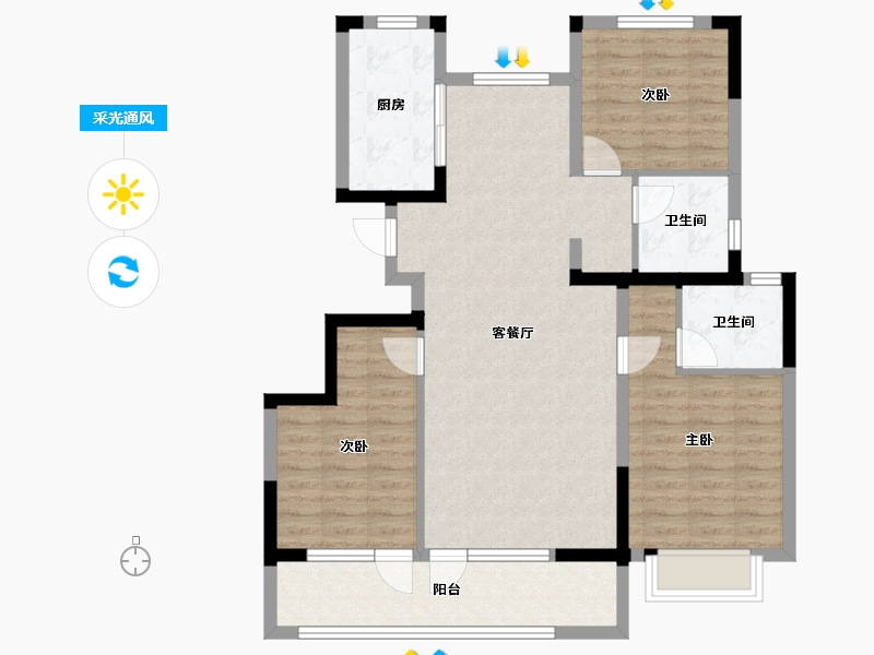 河北省-石家庄市-东原启城-96.00-户型库-采光通风