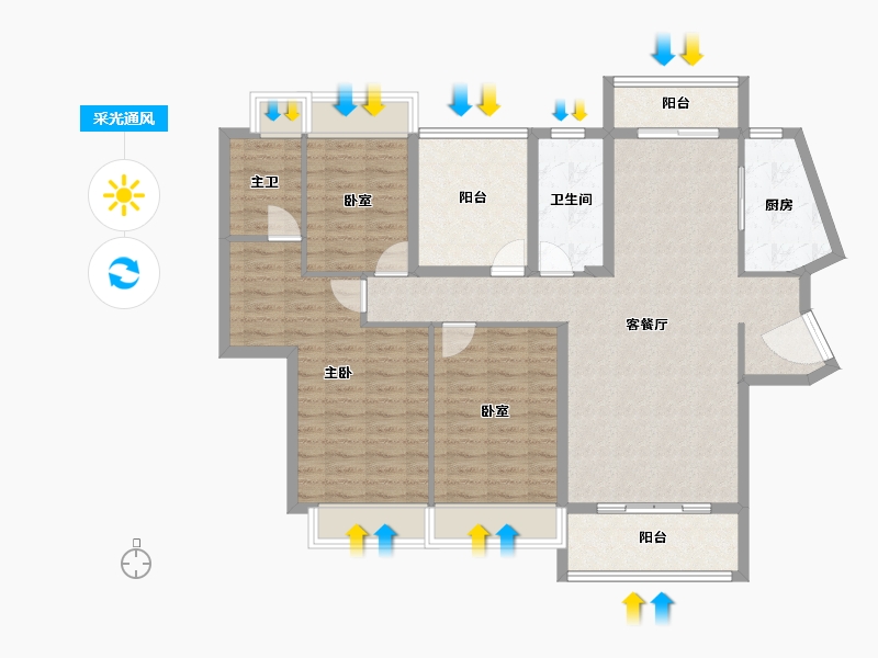 广东省-佛山市-花曼沁园-110.40-户型库-采光通风