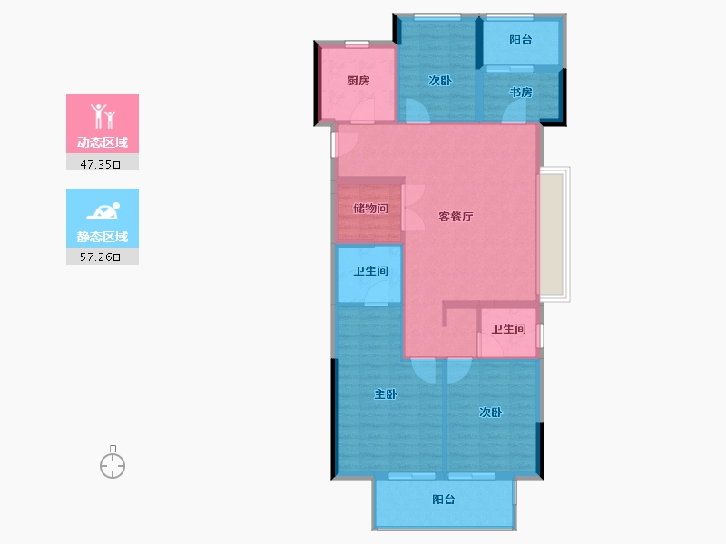 浙江省-宁波市-荣安·艺尚湾-94.40-户型库-动静分区