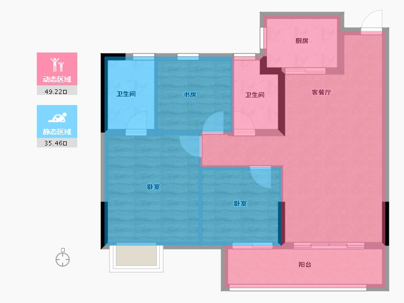 湖北省-武汉市-帝大御璟城-76.01-户型库-动静分区