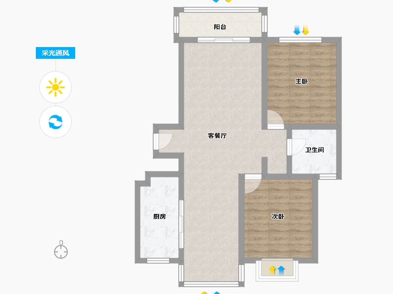 山东省-济南市-现代逸居-92.44-户型库-采光通风