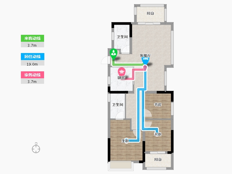 浙江省-宁波市-万科朗拾-95.15-户型库-动静线