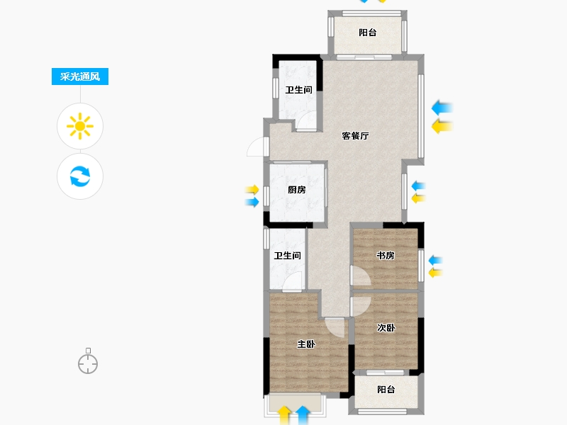 浙江省-宁波市-万科朗拾-95.15-户型库-采光通风