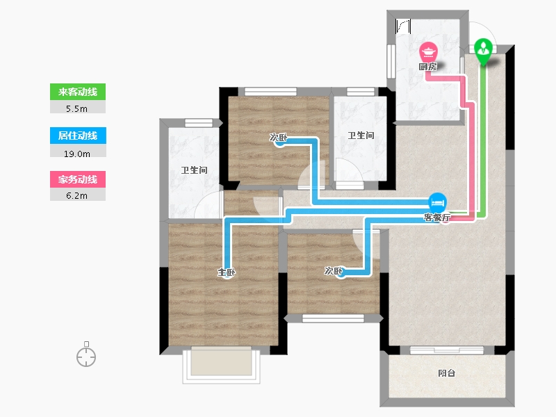 湖南省-长沙市-和苑天辰-71.42-户型库-动静线