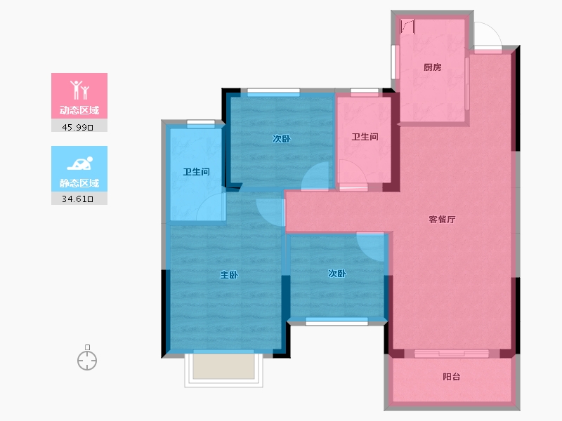 湖南省-长沙市-和苑天辰-71.42-户型库-动静分区